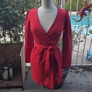 Holiday Party Cocktail Adelyn Rae Camryn Red Wrap Mini Dress Size XS EXCN #1